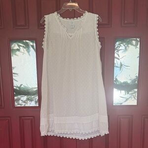 Sigrid Olsen White Lace-Trimmed Dress Sleepwear nightgown M